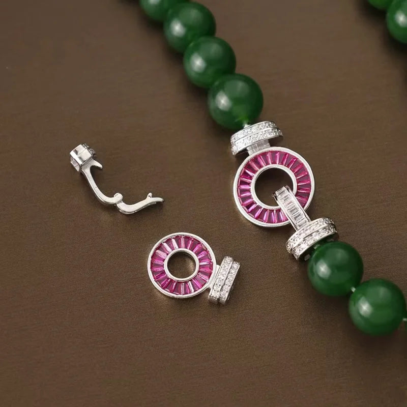 Agate round 10mm necklace bracelet earrings 45cm/18cm red zircon clasp women's jewelry