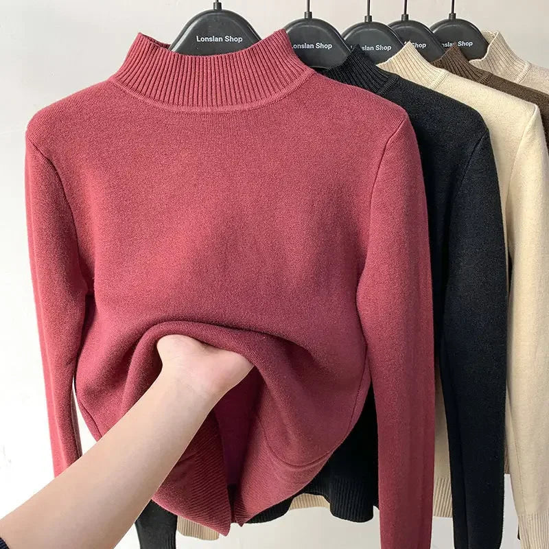 Women's Sweater New Fleece Half Turtleneck Collar Bottoming Shirt