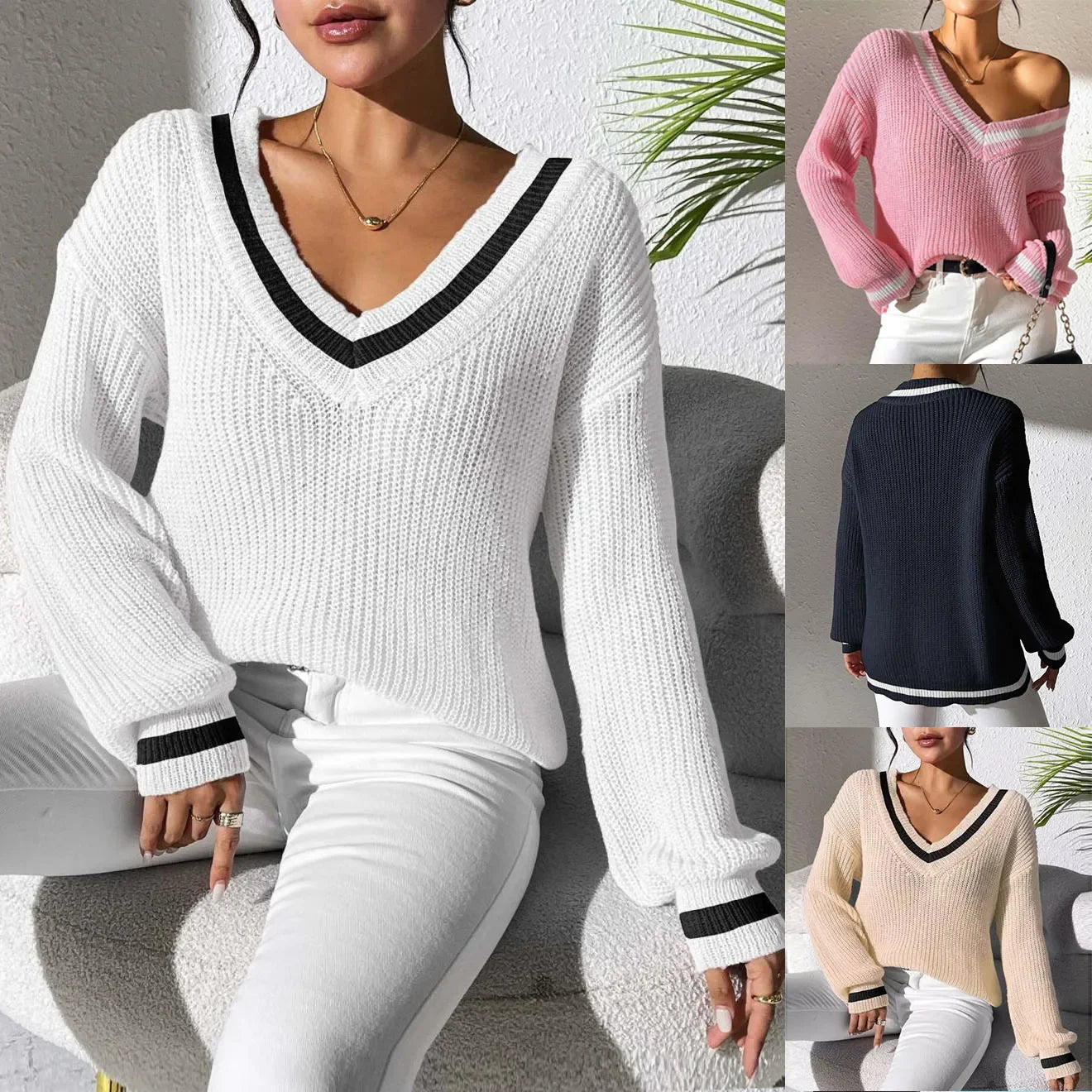 Casual Women's V-neck Sweater