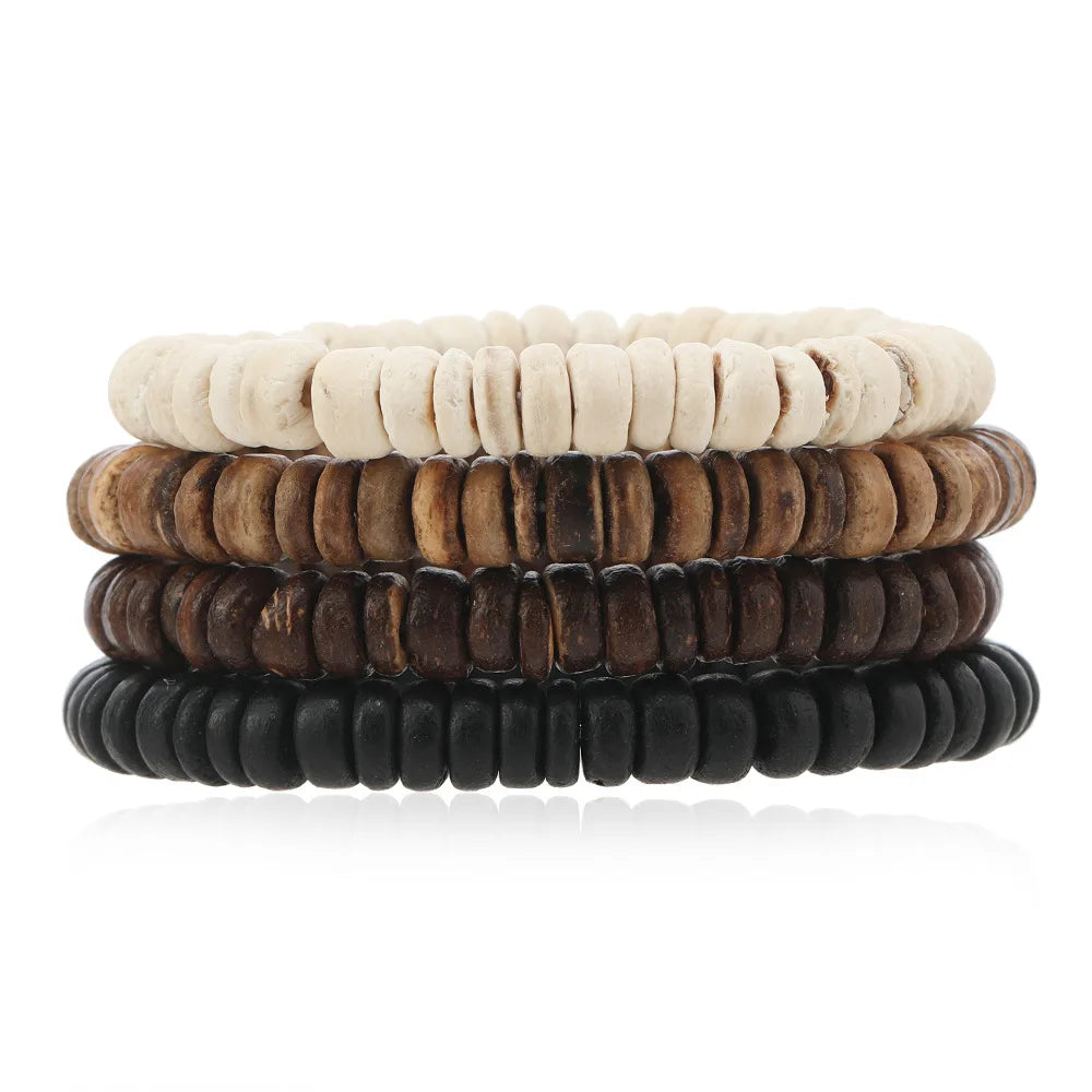 Wooden Bracelets For Men Beaded Multilayer Wooden Bead Jewelry