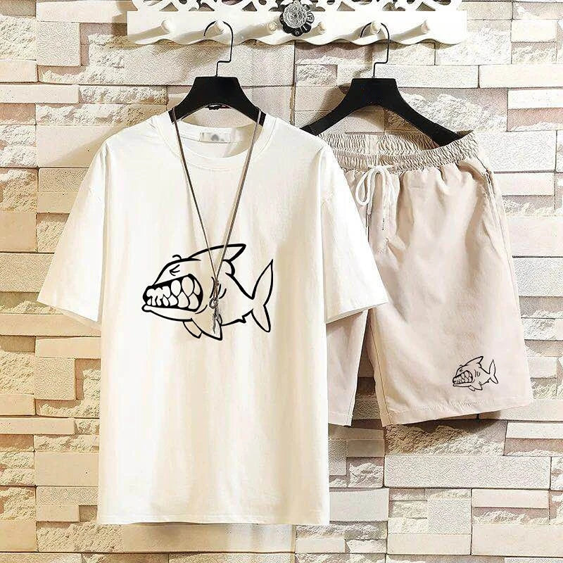 Men's Shorts Sets New InSlim Fit T Shirt  Graphic Stretch