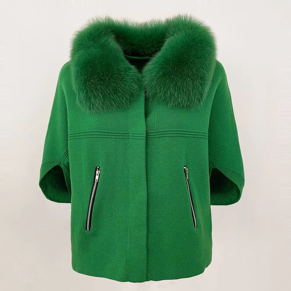 Fashion Knitted Sweater Real Fur Coat