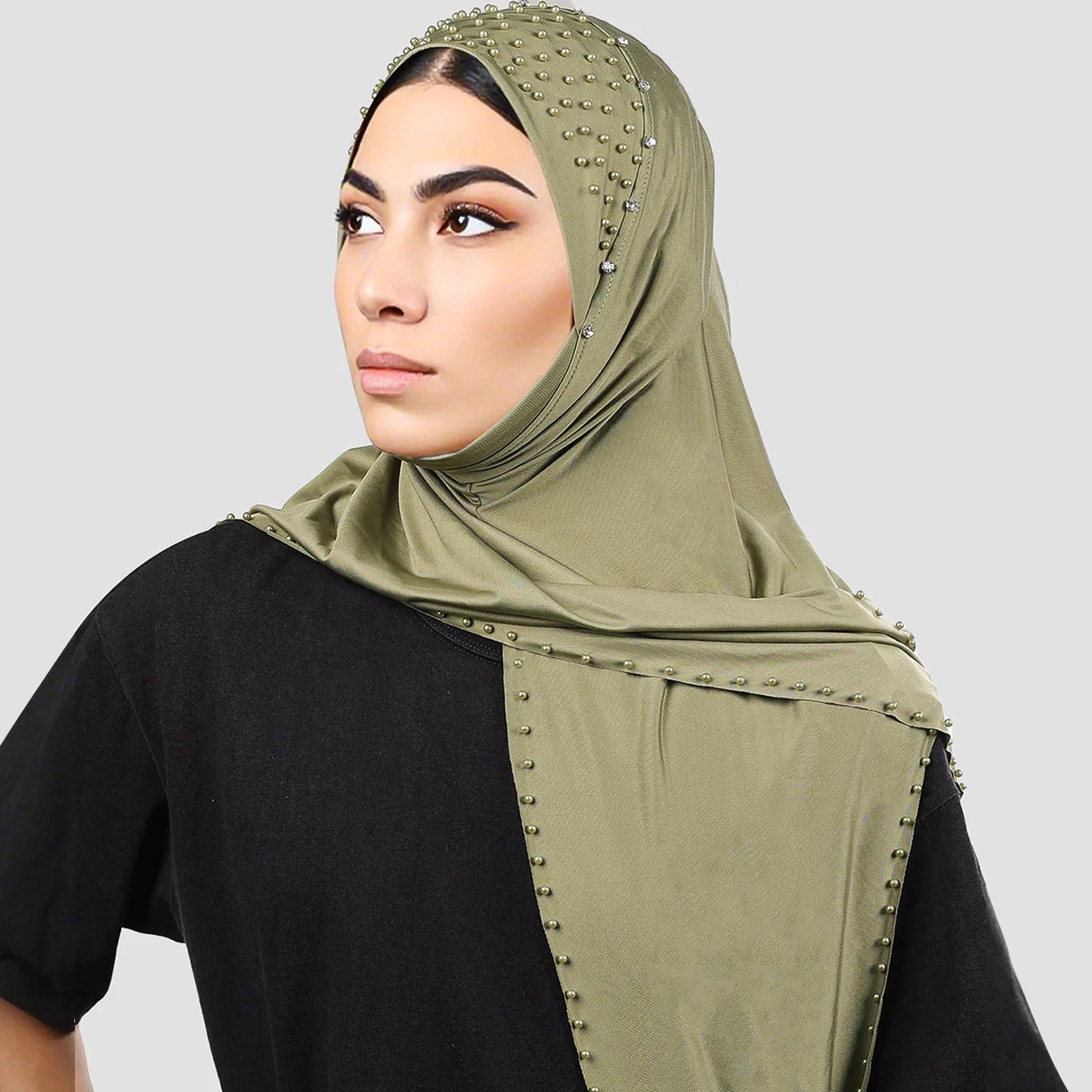 Ladies' beaded scarf, hooded elastic milk silk headband