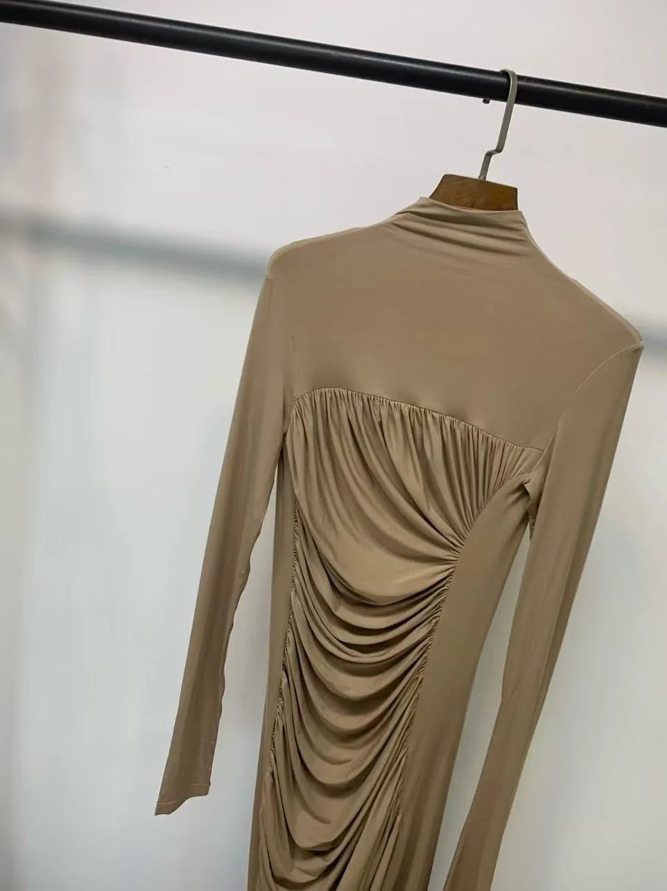 stylish and sexy pleated waist fitted knit dress