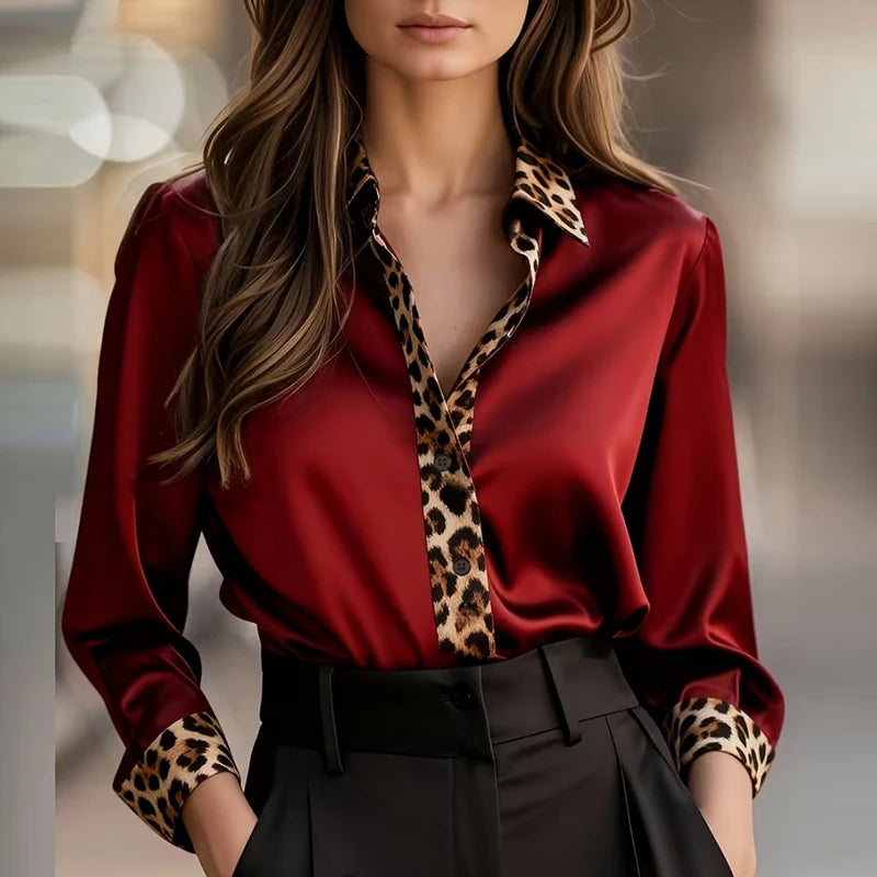 Elegant Blouses For WomenFlare Long Sleeve Button Silk Blouse