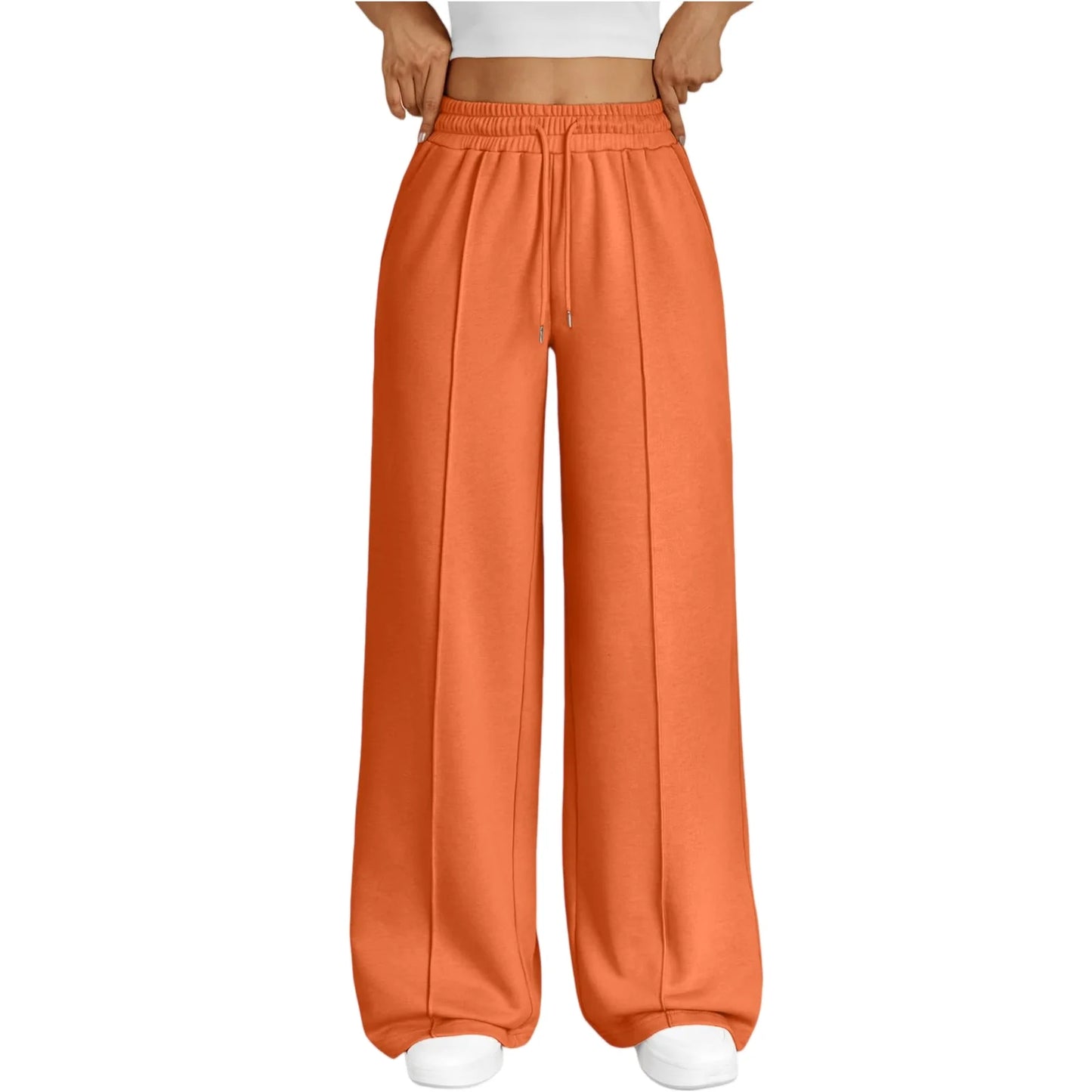 Wide Leg  Fleece Lined Sweatpants Plain Fitness Joggers