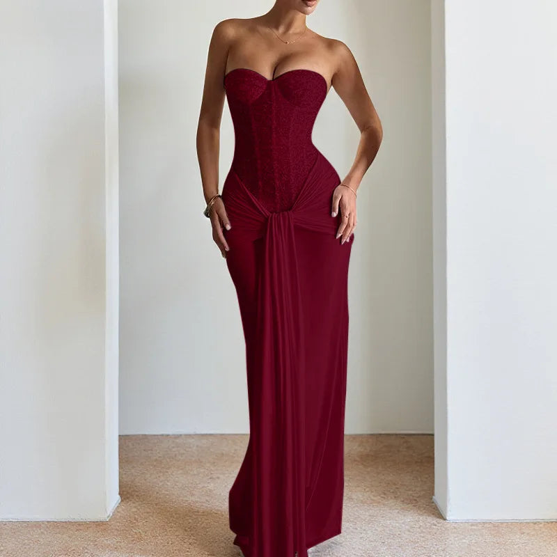 Backless Solid Slim Long Elegant Evening Dress