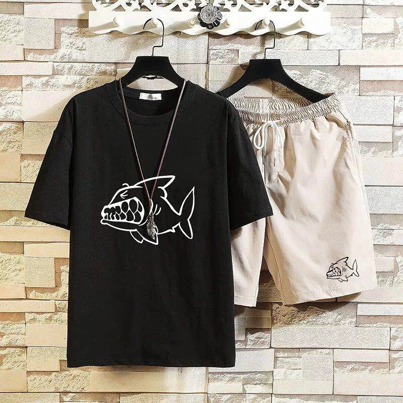 Men's Shorts Sets New InSlim Fit T Shirt  Graphic Stretch