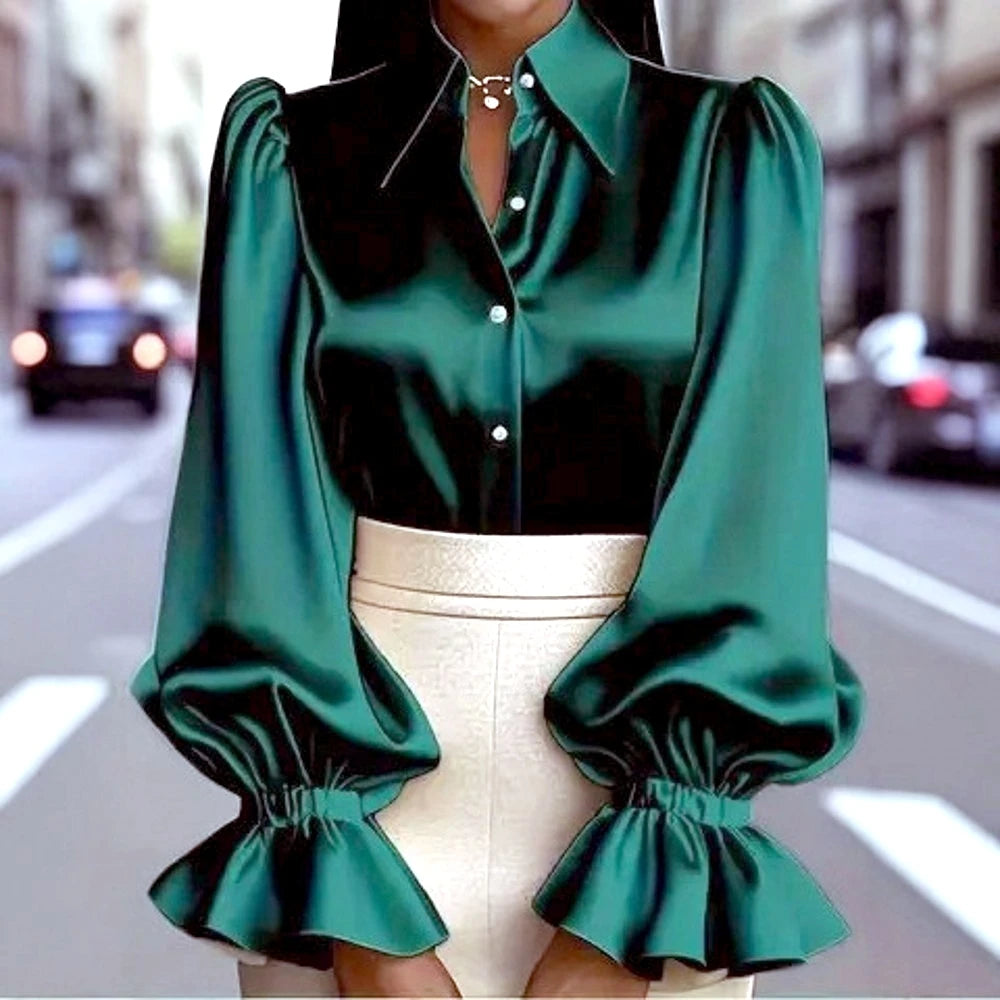 Long Sleeve Blouse Office Elegant Work Shirt