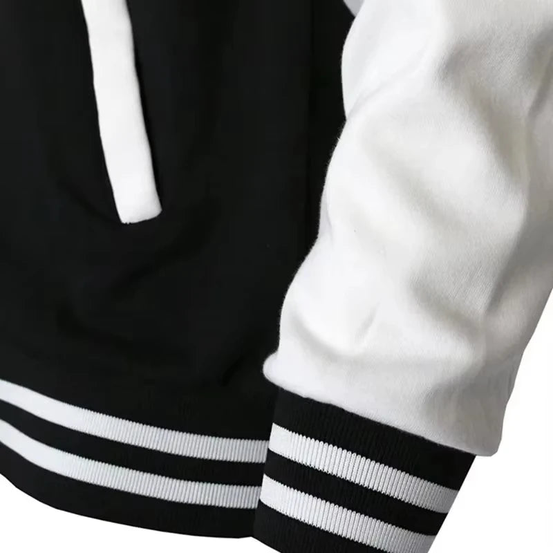 Men's Casual Baseball Jacket - Contrast Cuff Design