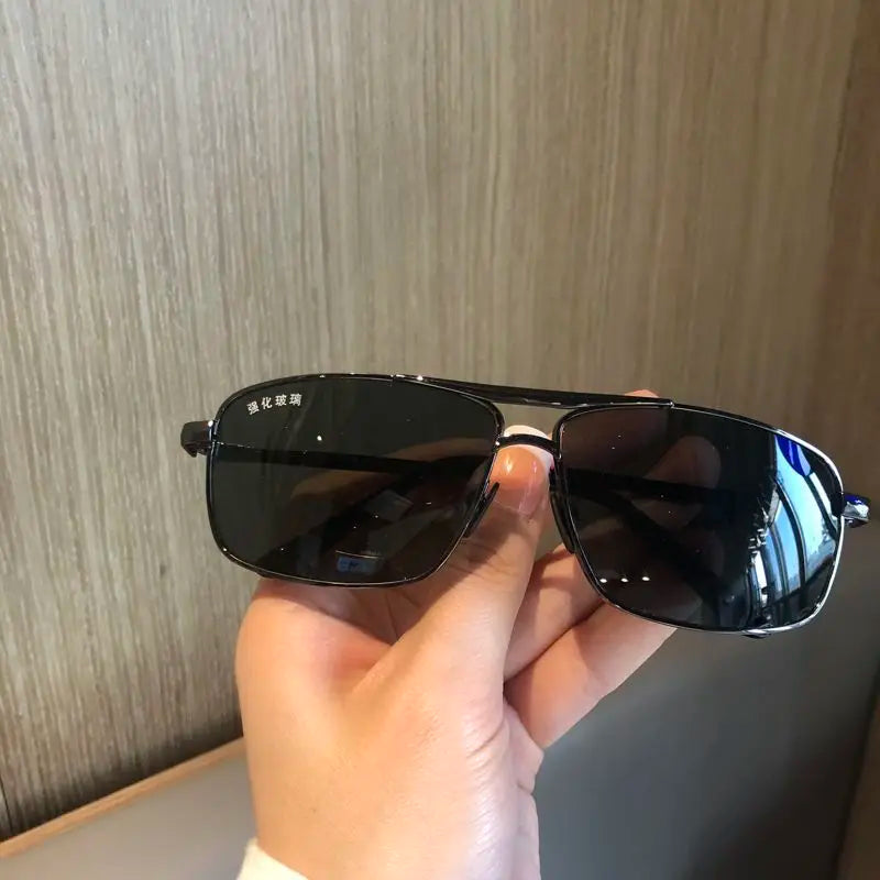 Sunglasses For Men Crystal Glass Metal High-quality Double Beams
