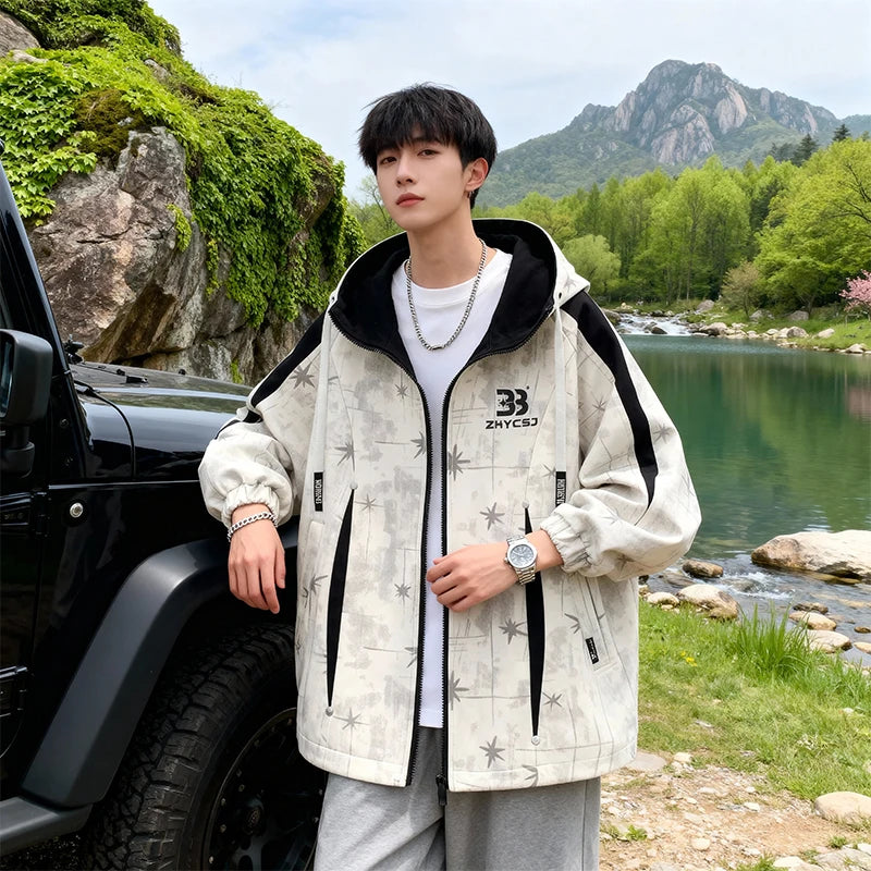 Hooded JacketLoose Fit Casual Coat  Versatile Wear for Teens Students