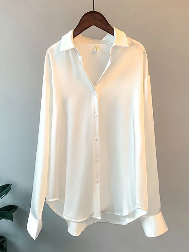 Women's Shirts Fall Satin Silk Oversize Blouse