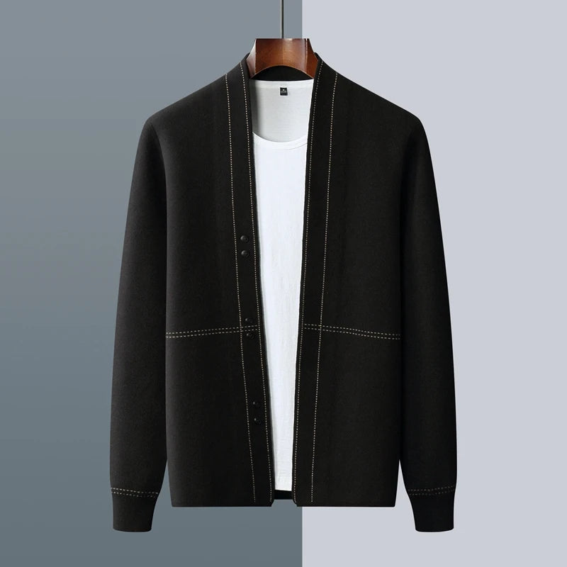 Men's Wool Cardigan Jacket Knitted Outer Cashmere Sweater
