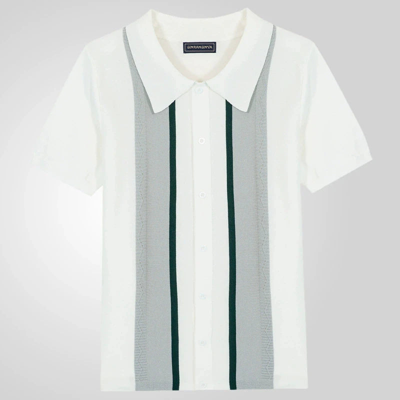 Jacquard Polo Shirts Man Knitwear Business Casual Summer  Viscose Elastic Silky Camisas