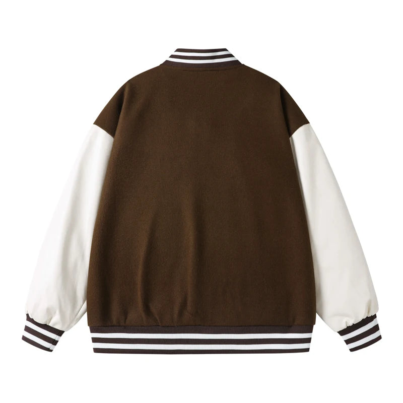Varsity Jackets Button Leather Sleeve Men Custom Logo