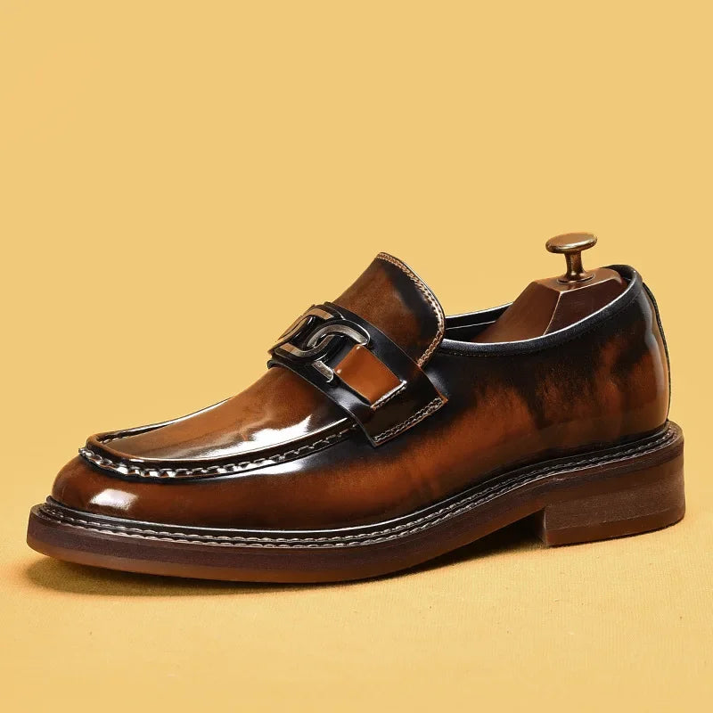 Slip on Dress Shoes Men Genuine Leather Italian Loafer Shoes
