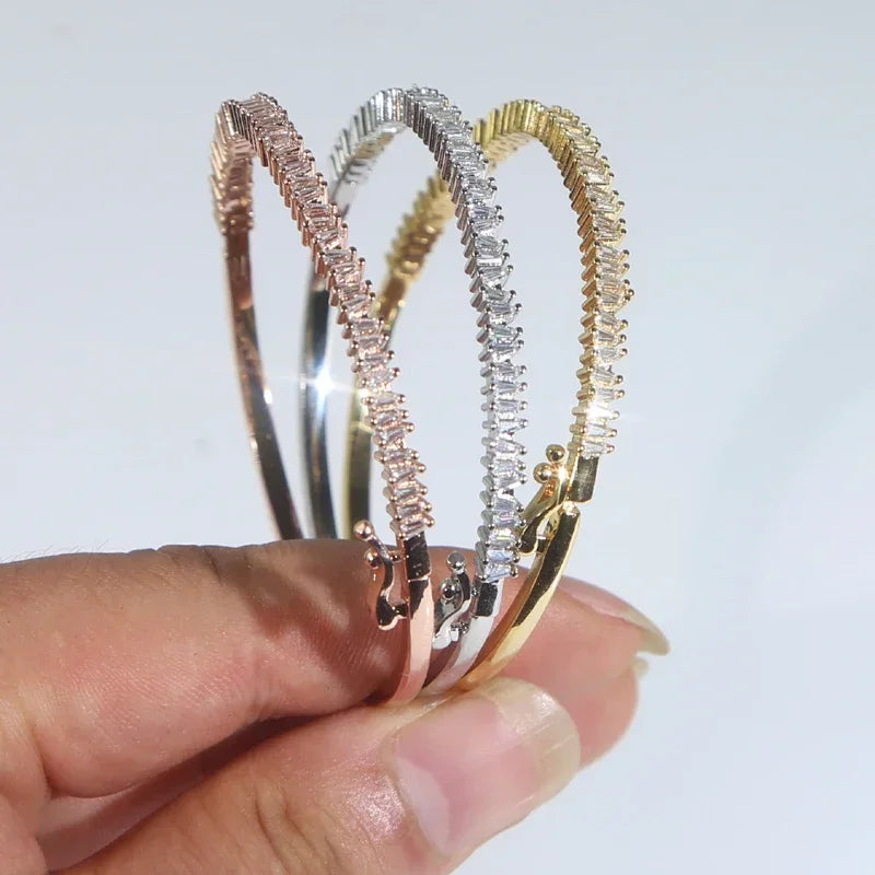 Women's Jewelry Full Paved Rectangle Bangle