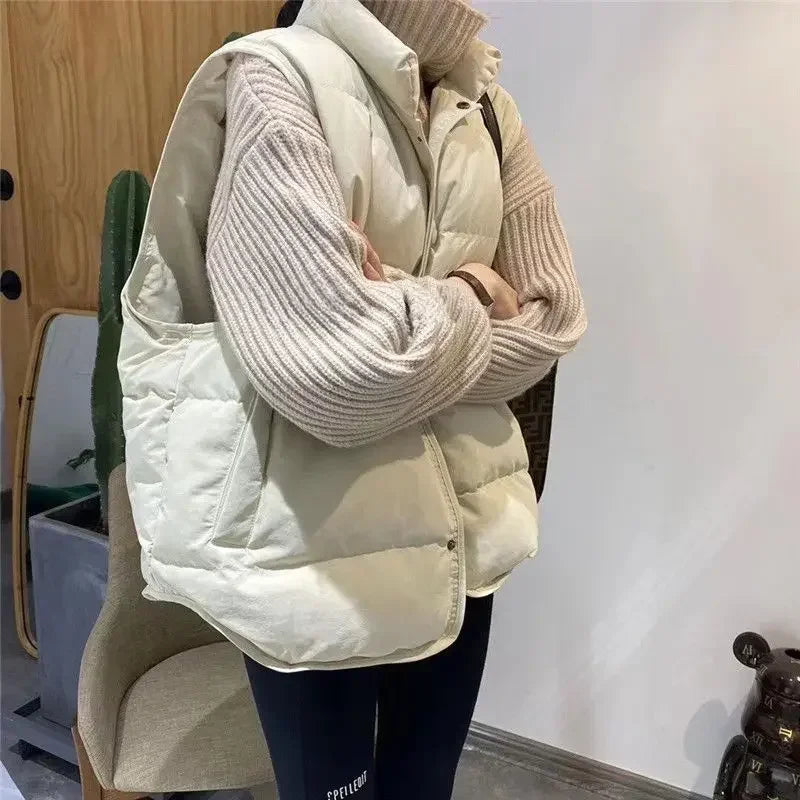 Quilted Puffer Waistcoat Woman Solid Color New Outerwear