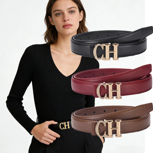 Women's Automatic Buckle Belt Simple And Fashionable Women's Casual Pants