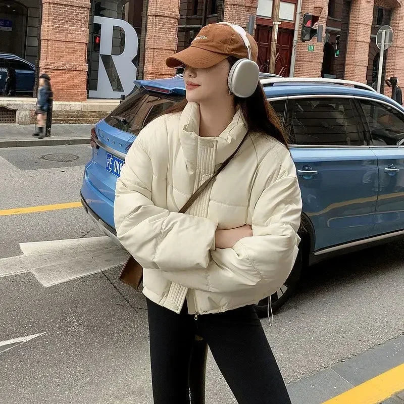 Loose Casual Parkas Woman Solid Color Winter Coat