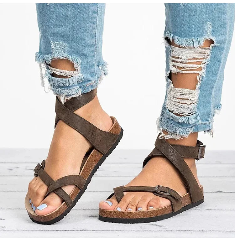 Women's Sandals  Buckle Strap Ladies Shoes Ankle Calf Straps