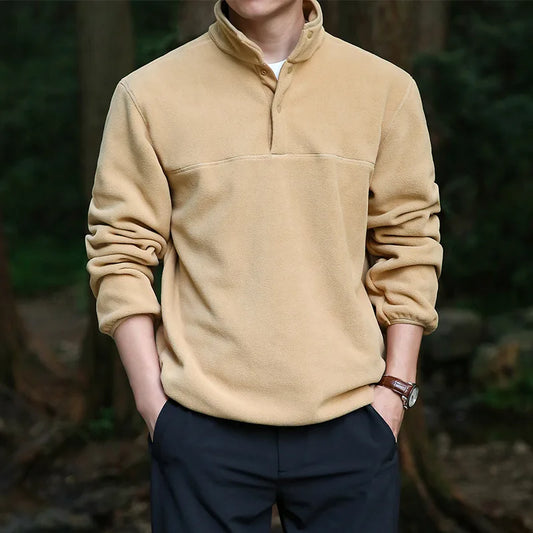 Men Sweatshirt Turtleneck Half Button