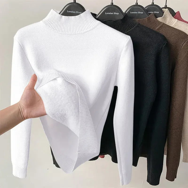 Women's Sweater New Fleece Half Turtleneck Collar Bottoming Shirt
