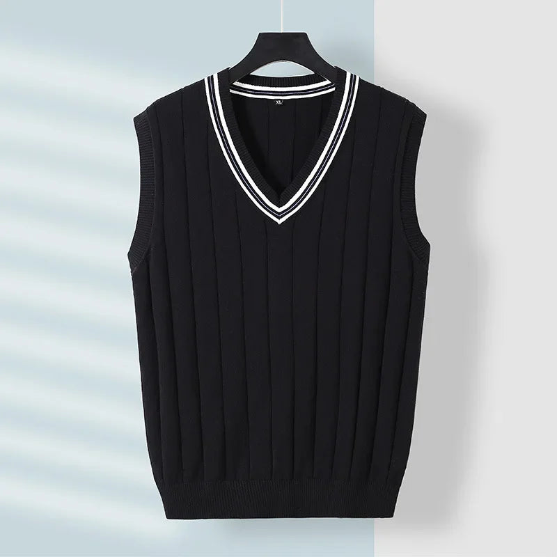 Men Knit Vest Casual Knitted Sweater  Waistcoat
