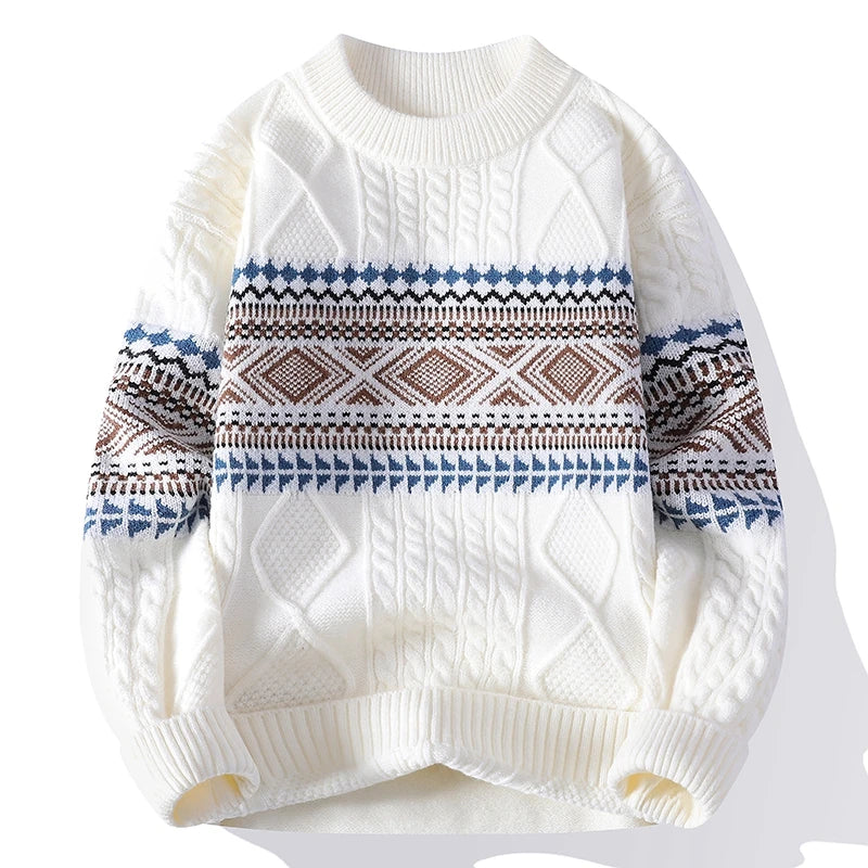 Male Embroidery Pullover Warm Knit Sweater