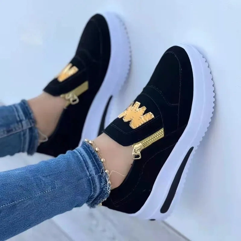 Women Flats Platform Shoes Casual Zipper Sneakers Shoes