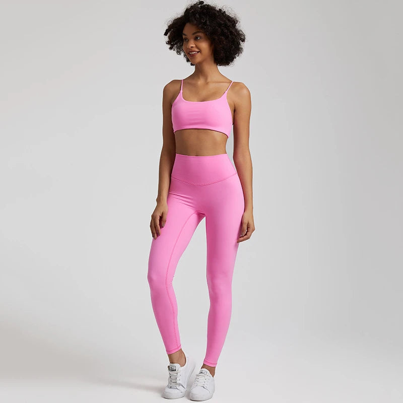 Gym Set Women Sports Outfit 2 Pieces Cross Back Bra Fitness Suit