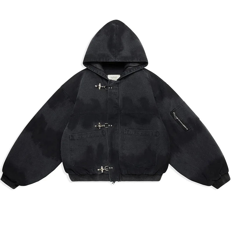 Chic Long Sleeve Hooded Jackets Loose Pocket  Outerwear