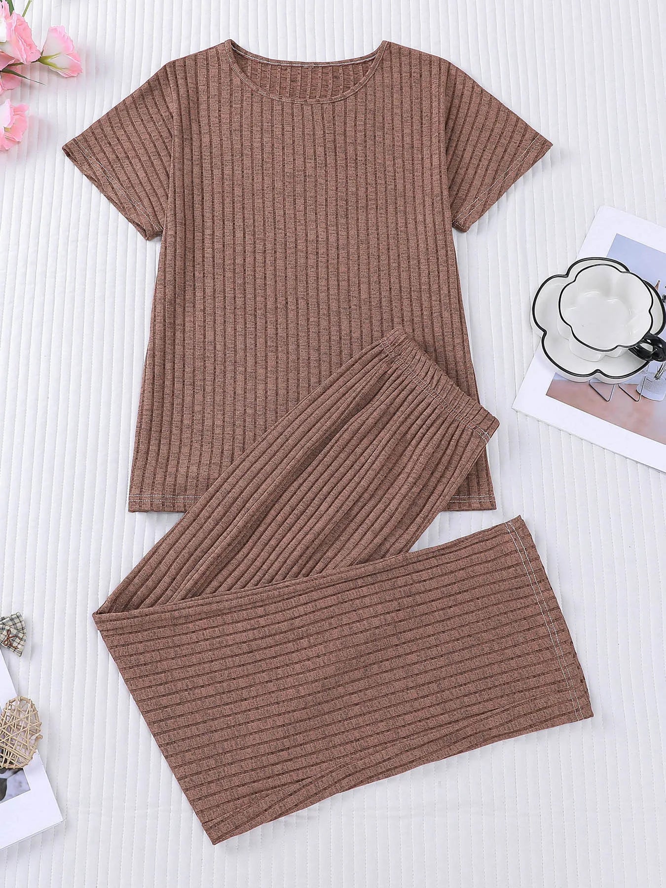 Women's Loungewear Set Waffle Knit 2 Piece Set Sweater