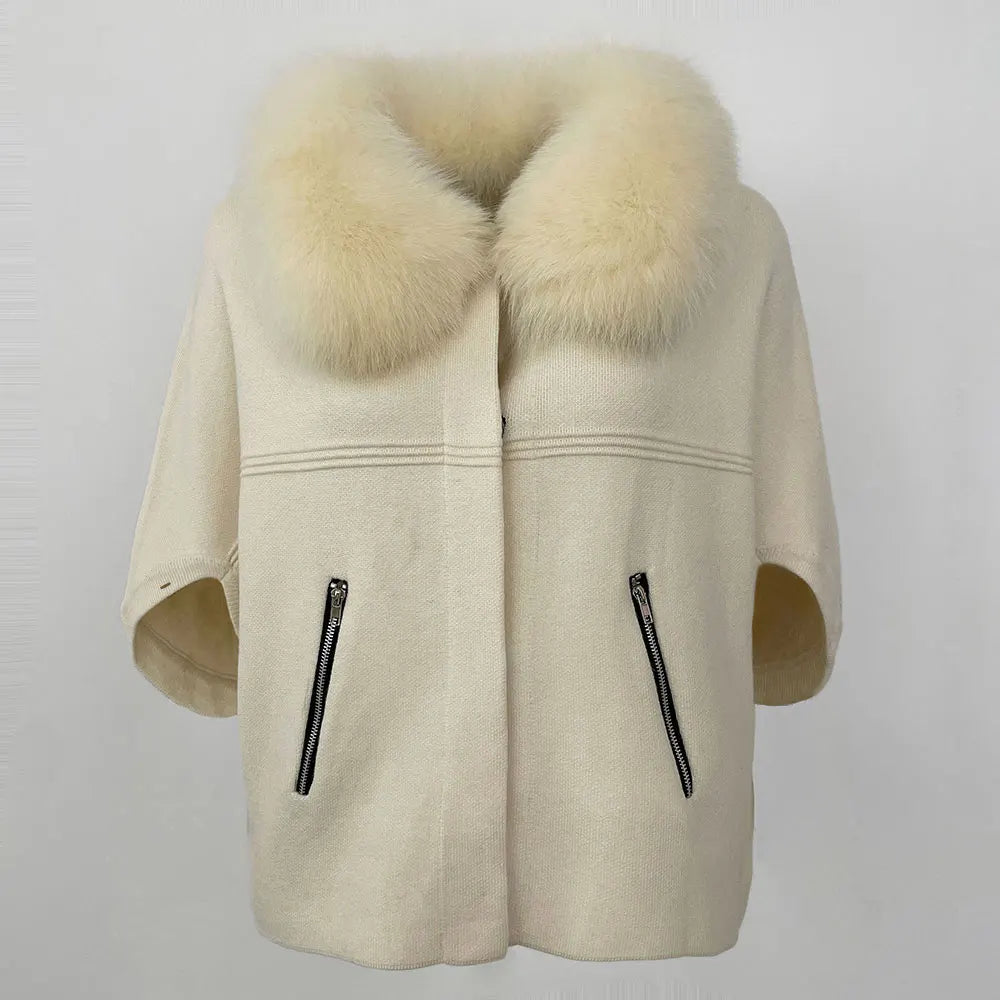 Fashion Knitted Sweater Real Fur Coat