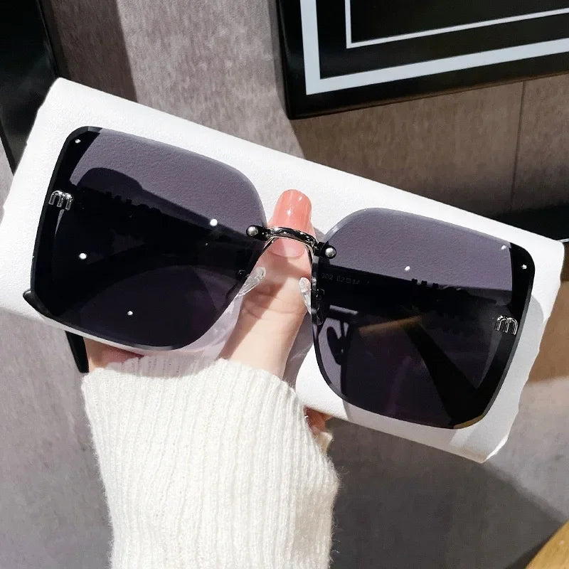 Cool Sunglasses for Women Anti Strong Light Rimless Sun Glasses