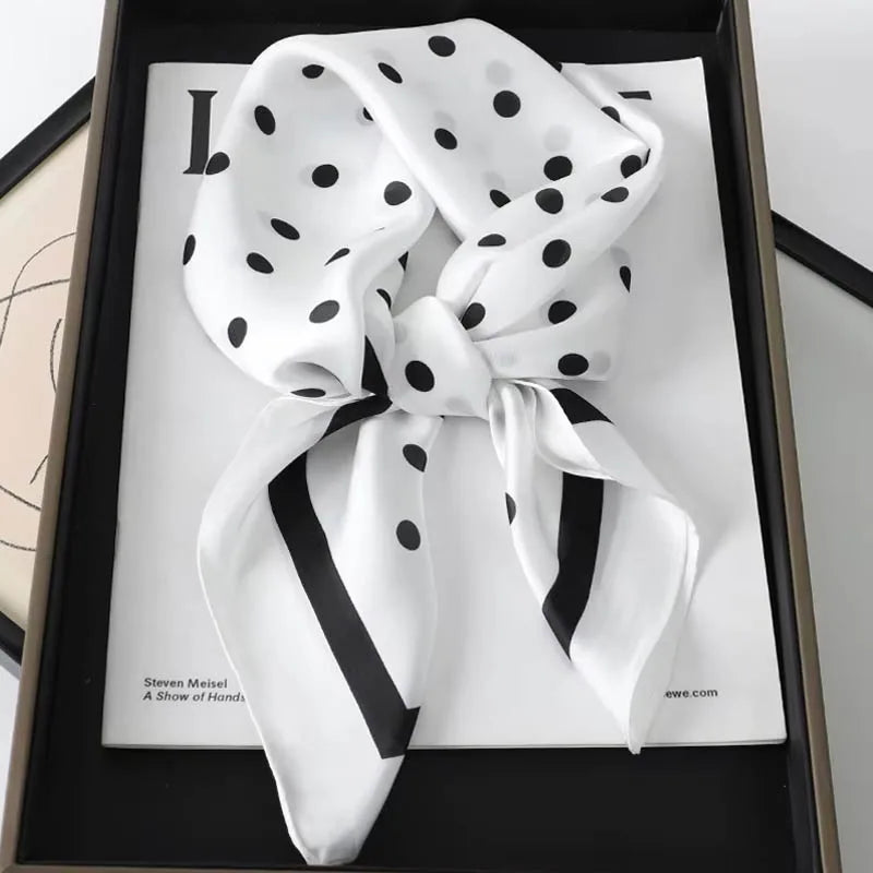 Luxury Lady Hair Dot Scarf  Silk Square Scarves