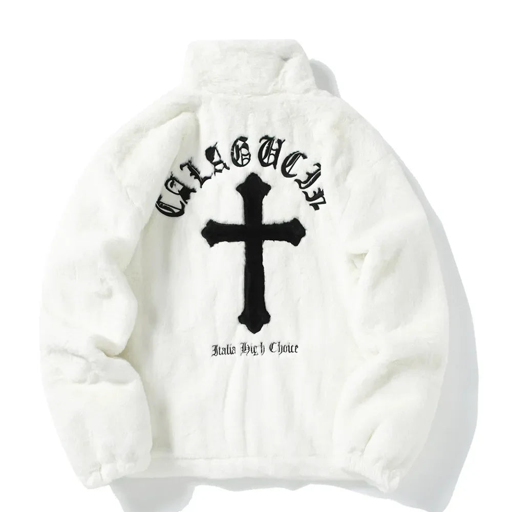 Mens Rabbit Fur Jacket Coats  Zip Up Fashion Outerwear