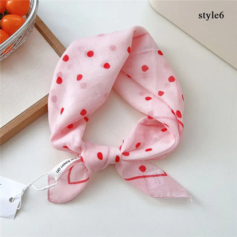 Dot Print Square Headbands Neck Scarves