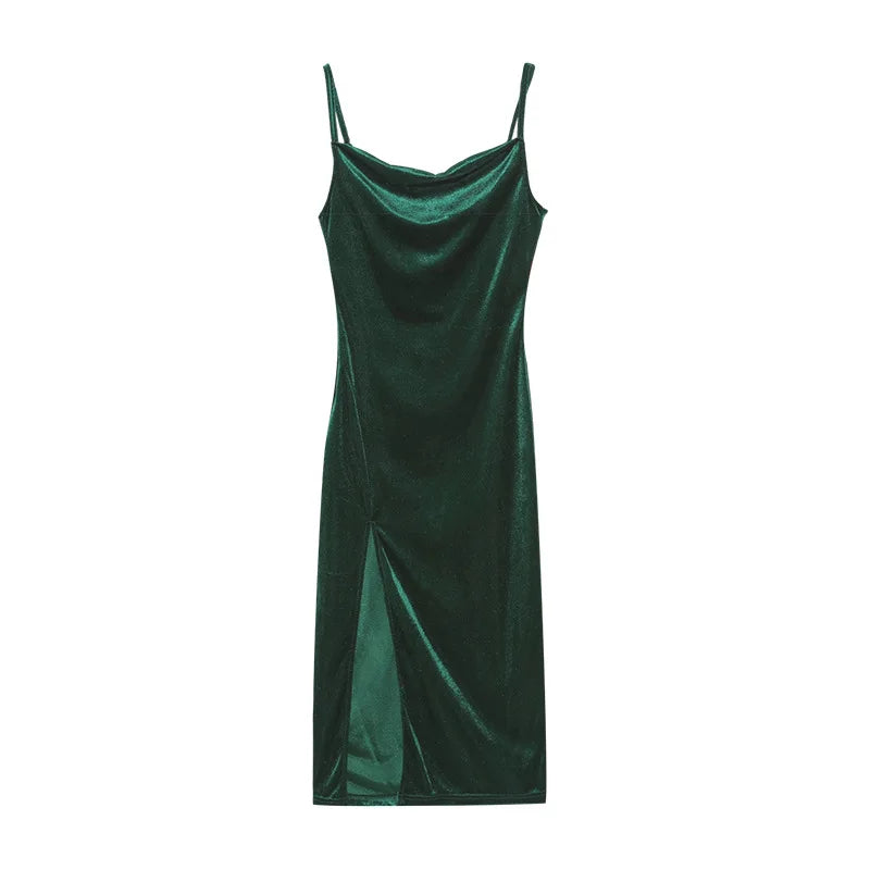 fashion sexy slim fit slit suspender dress