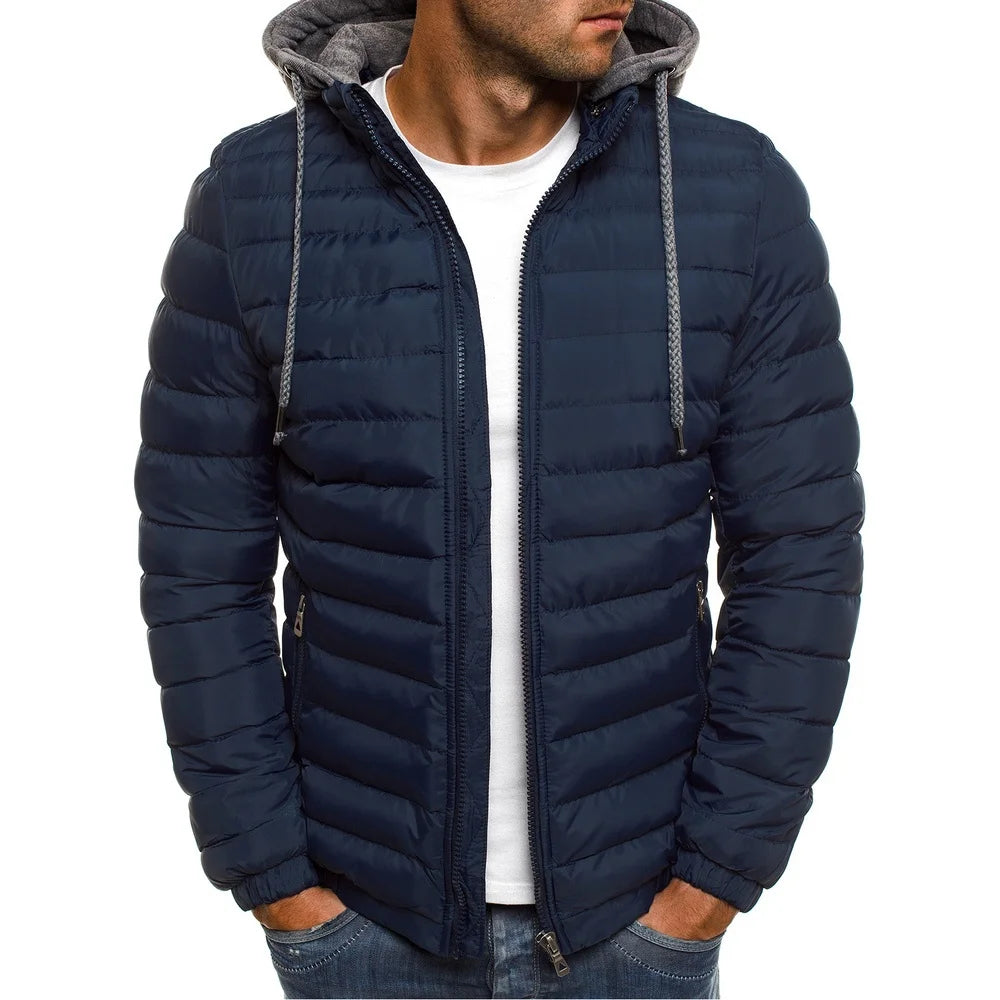 Parkas Solid Hooded Cotton Coat Jacket