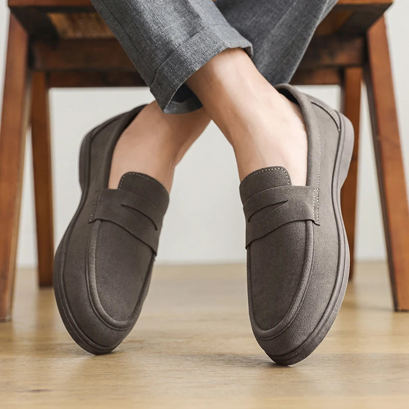 Suede Leather Mens Loafers Lightweight