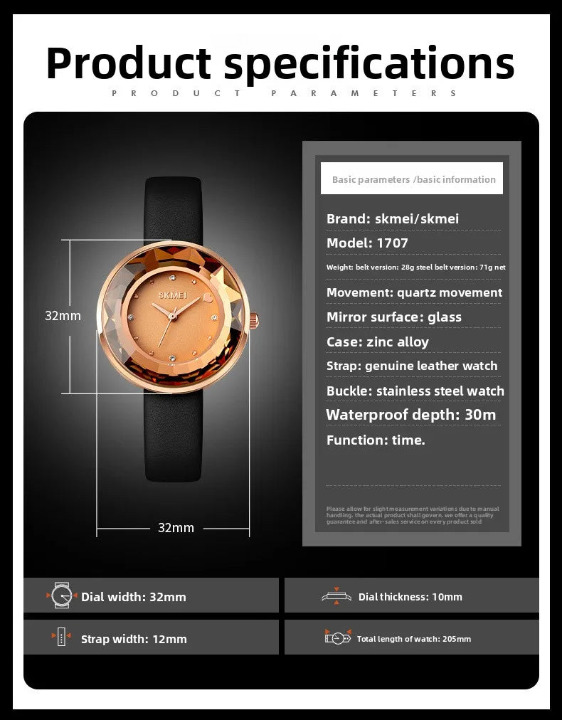 Women's Quartz Watch Screw-Down Crown