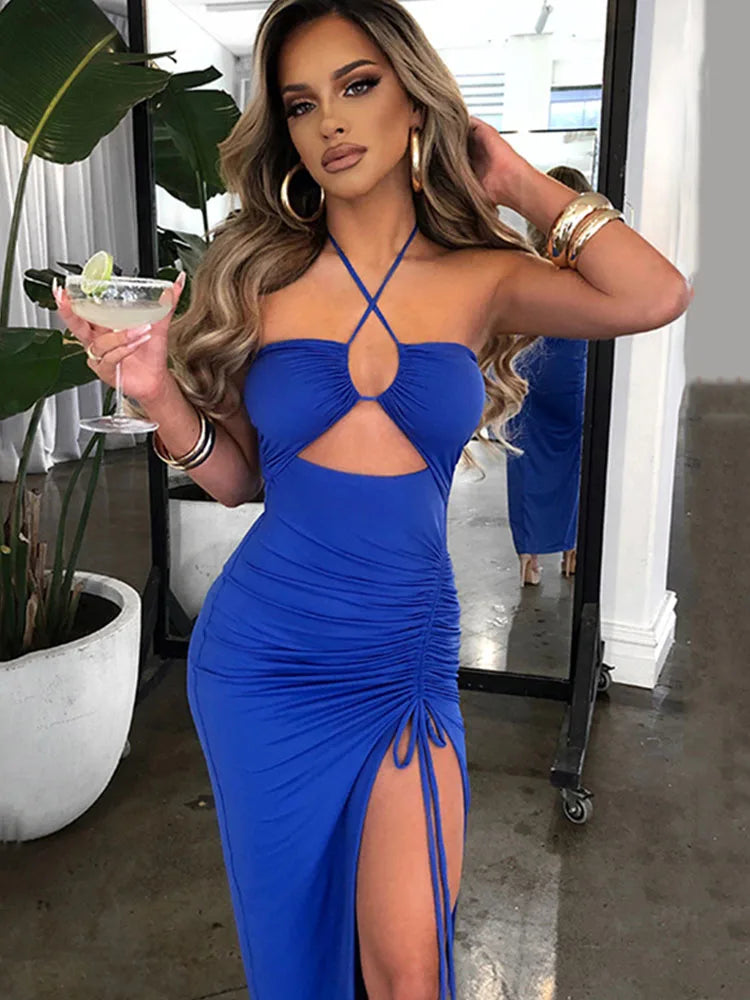 Sleeveless Sexy Female Midi Backless Dress