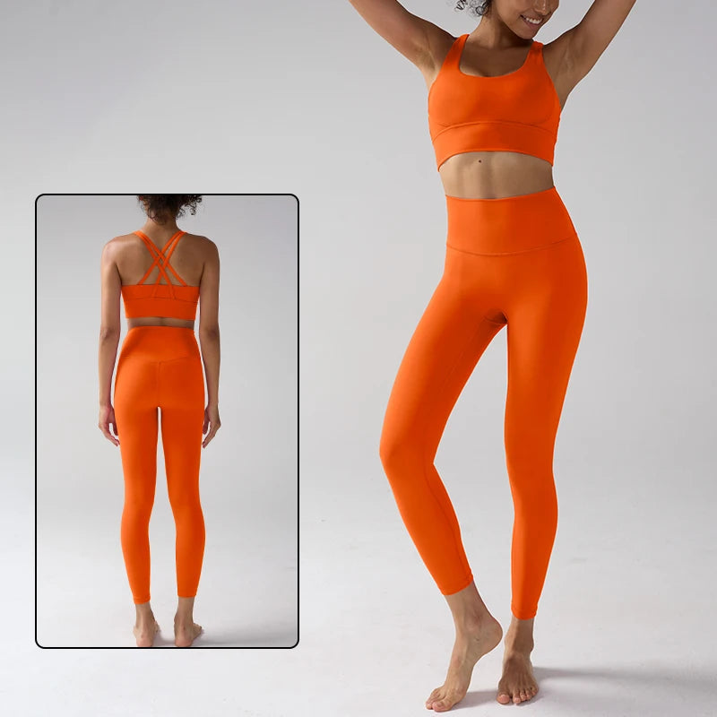 Women's Yoga Set Workout Set 2 Piece High Waist Yoga Leggings