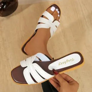 New Women's Slippers, Women's Simple Round Head Flat Sandals