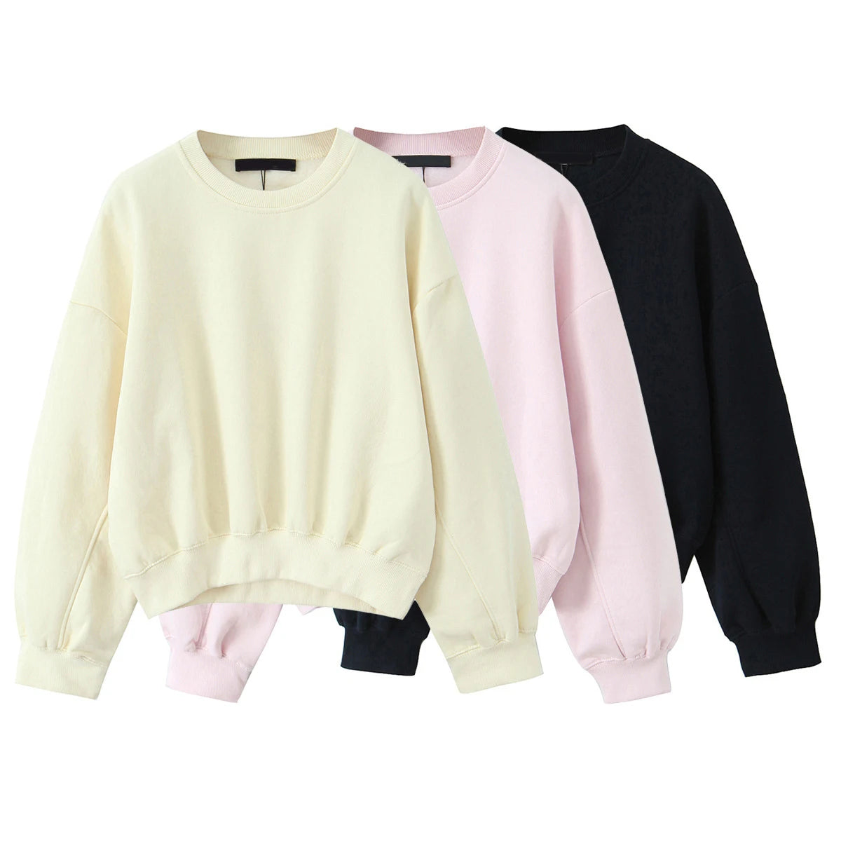 Women's Solid Simple Sweatshirt Crew Neck Long Sleeve Sweatshirts