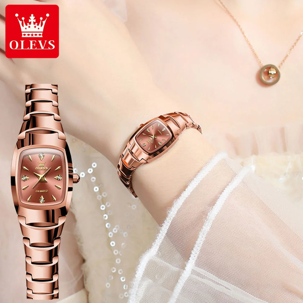 Women's  Quartz  Waterproof Tungsten Steel Case Strap Luminous Date Watch