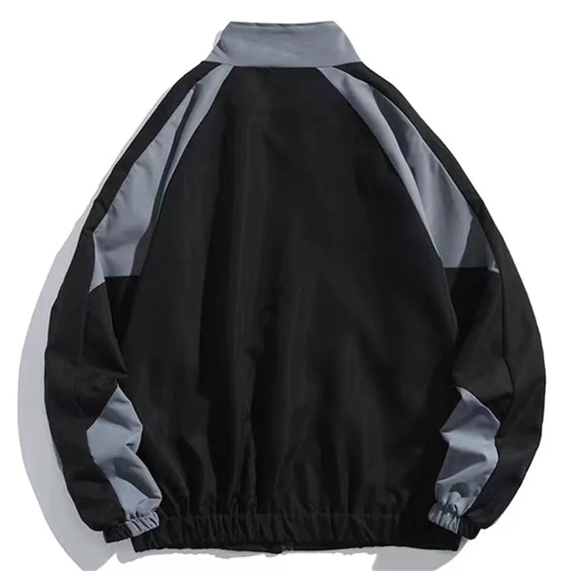 High Street Patchwork Color Block Windbreaker Coats Women