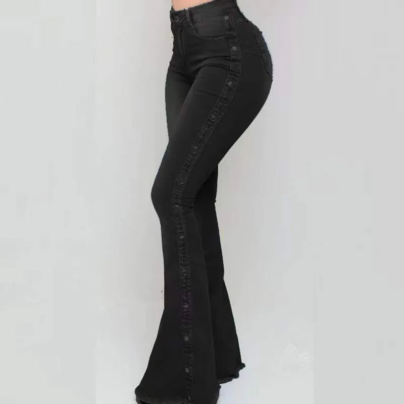 Women's waisted elastic floor speaker jeans